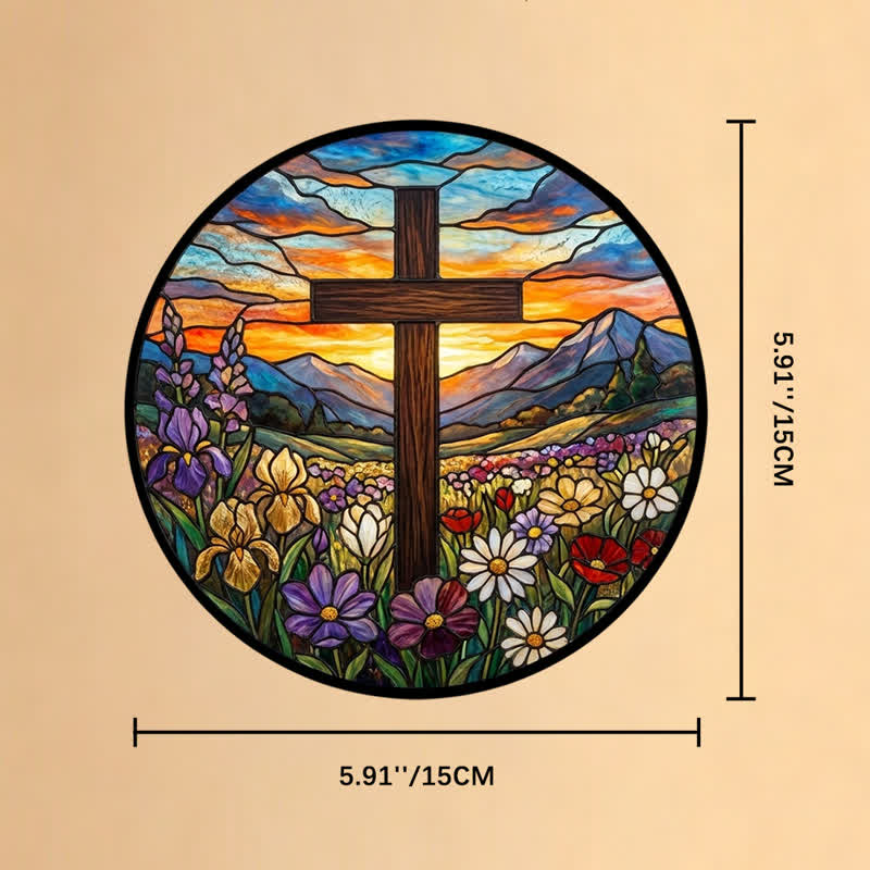 Christianartworkshop Sonnenaufgangs-Wiesenkreuz-Glassonnenfänger: Symbol strahlender himmlischer Hoffnung - 5,91''*5,91''*0,14''/15*15*0,35cm - image 7