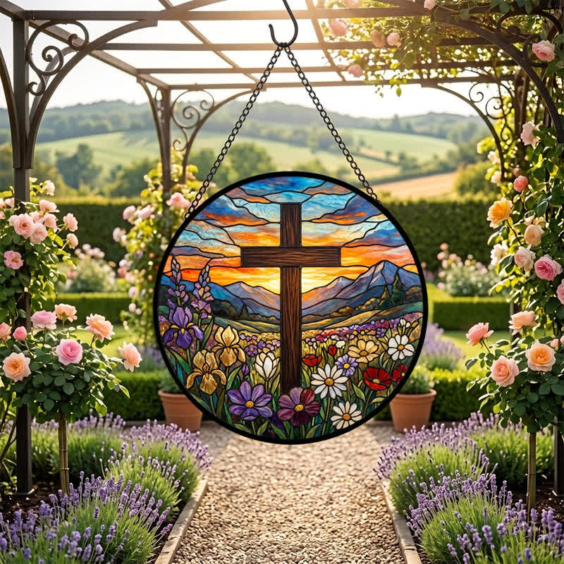 Christianartworkshop Sonnenaufgangs-Wiesenkreuz-Glassonnenfänger: Symbol strahlender himmlischer Hoffnung - image 6