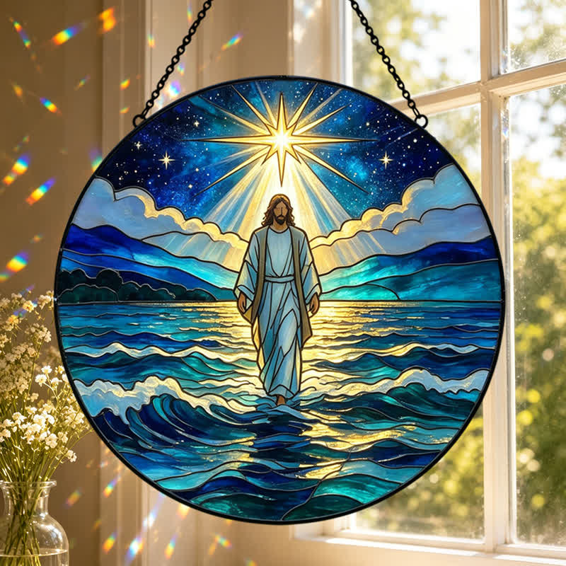 Christianartworkshop Tiefsee-Sonnenfänger aus Glas: Symbol beruhigender heiliger Autorität - image 0