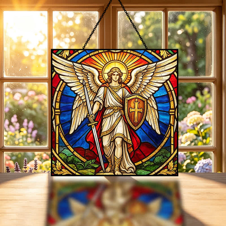 Christianartworkshop Geflügelter Schutzengel Erzengel Michael Glas-Sonnenfänger: Zeichen stiller himmlischer Wachsamkeit - image 1
