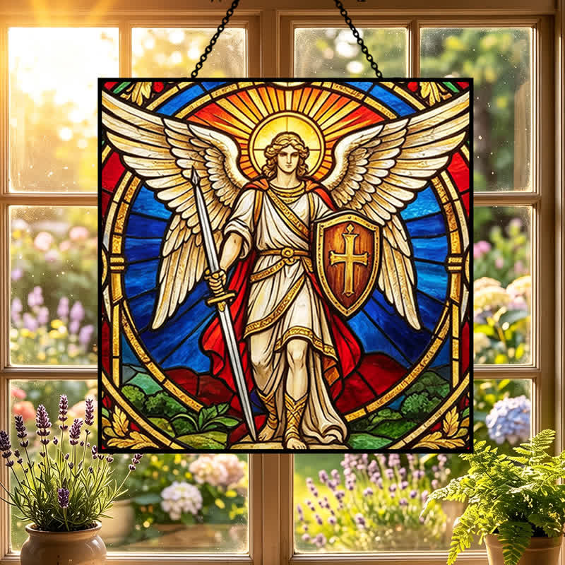 Christianartworkshop Geflügelter Schutzengel Erzengel Michael Glas-Sonnenfänger: Zeichen stiller himmlischer Wachsamkeit - image 2