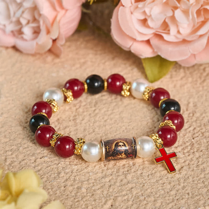 Christianartworkshop Armband mit Anhängern aus einer Legierung und einem Heiligen-Ikonen-Motiv: Träger erhebender heiliger Gelassenheit - Jesus - image 1