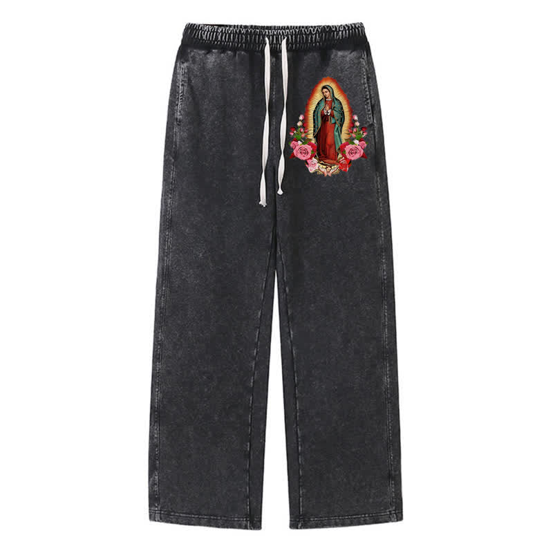 Christianartworkshop Vintage Halo Rose Icon Washed Sweatpants - Schwarz - 2XL - image 0
