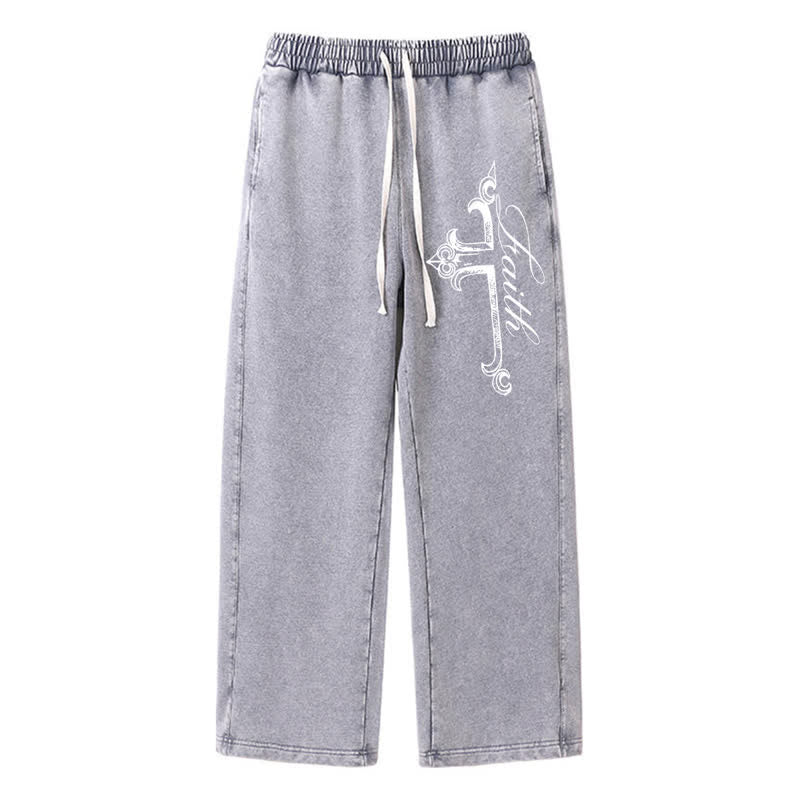Christianartworkshop Walk By Faith Ornate Cross Washed Sweatpants - Grau - 2XL - image 16