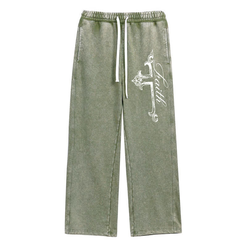 Christianartworkshop Walk By Faith Ornate Cross Washed Sweatpants - Grün - 2XL - image 24