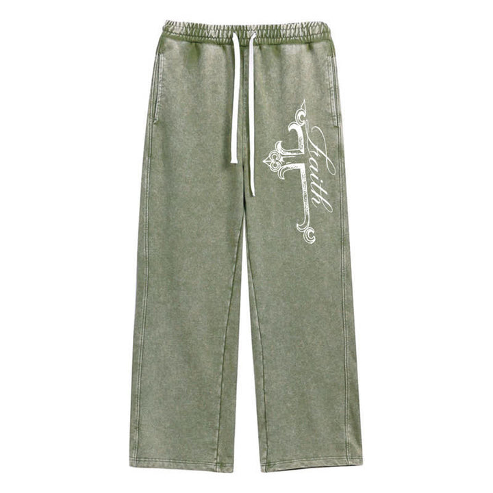 Christianartworkshop Walk By Faith Ornate Cross Washed Sweatpants - Grün - 2XL - image 24