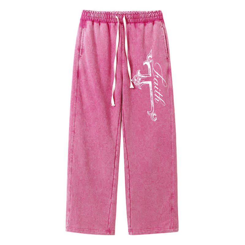 Christianartworkshop Walk By Faith Ornate Cross Washed Sweatpants - Rosa - 2XL - image 40