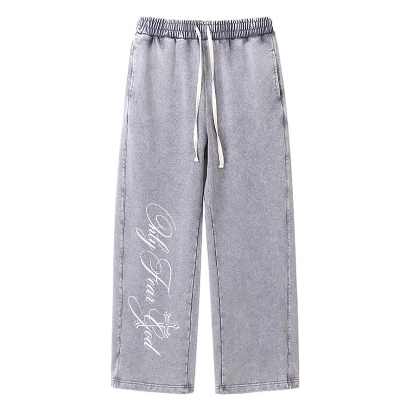 Christianartworkshop Walk By Faith Cross Script Washed Sweatpants - Grau - 2XL - image 16