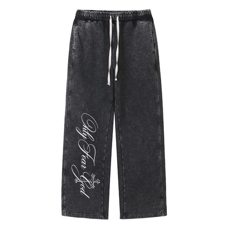 Christianartworkshop Walk By Faith Cross Script Washed Sweatpants - Schwarz - 2XL - image 0