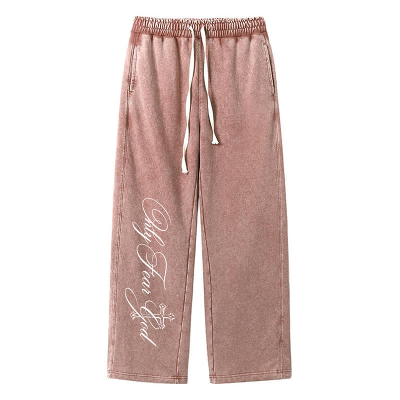 Christianartworkshop Walk By Faith Cross Script Washed Sweatpants - Braun - 2XL - image 32