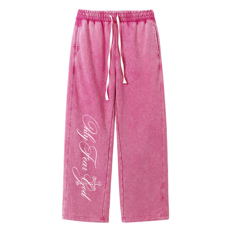 Christianartworkshop Walk By Faith Cross Script Washed Sweatpants - Rosa - 2XL - image 40