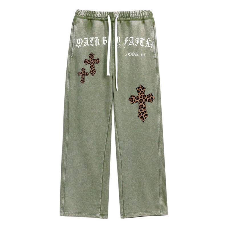 Christianartworkshop Walk By Faith Leopard Cross Blush Washed Sweatpants - Grün - 2XL - image 24