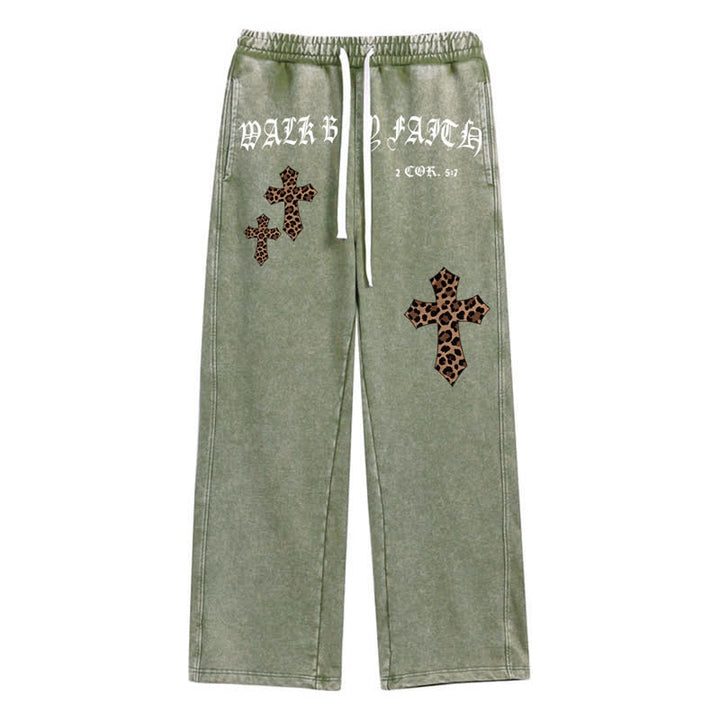 Christianartworkshop Walk By Faith Leopard Cross Blush Washed Sweatpants - Grün - 2XL - image 24
