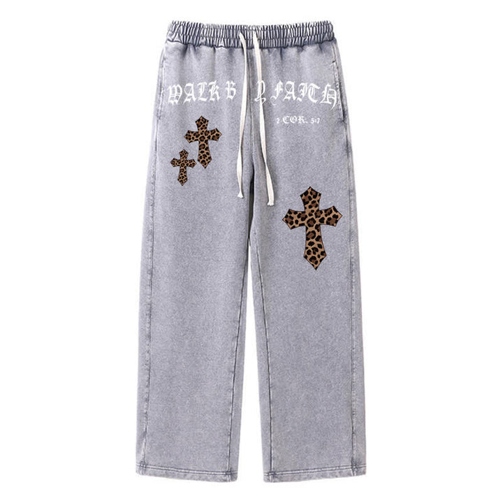 Christianartworkshop Walk By Faith Leopard Cross Blush Washed Sweatpants - Grau - 2XL - image 16