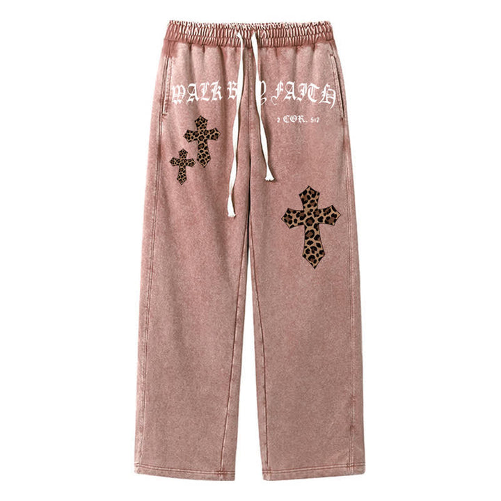 Christianartworkshop Walk By Faith Leopard Cross Blush Washed Sweatpants - Braun - 2XL - image 40