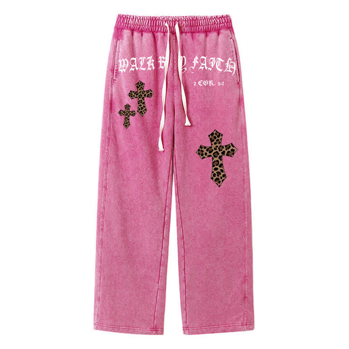 Christianartworkshop Walk By Faith Leopard Cross Blush Washed Sweatpants - Rosa - 2XL - image 32