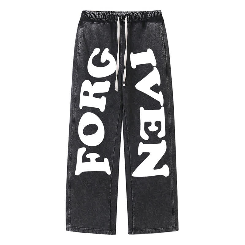 Christianartworkshop Forgiven Statement Weitbeinige, gewaschene Jogginghose - Schwarz - 2XL - image 8