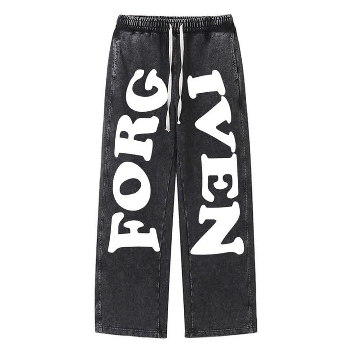 Christianartworkshop Forgiven Statement Weitbeinige, gewaschene Jogginghose - Schwarz - 2XL - image 8