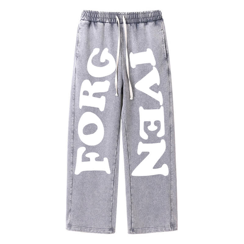 Christianartworkshop Forgiven Statement Weitbeinige, gewaschene Jogginghose - Grau - 2XL - image 0
