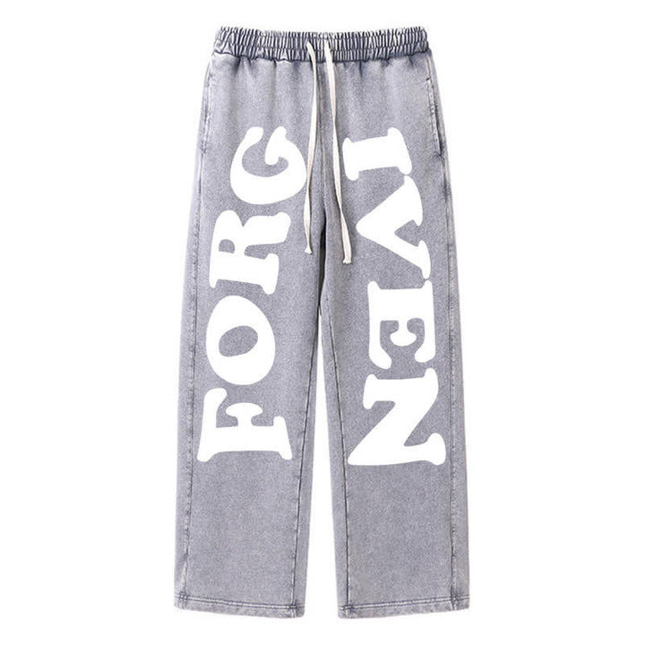 Christianartworkshop Forgiven Statement Weitbeinige, gewaschene Jogginghose - Grau - 2XL - image 0