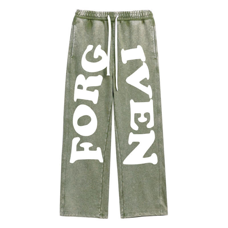 Christianartworkshop Forgiven Statement Weitbeinige, gewaschene Jogginghose - Grün - 2XL - image 16