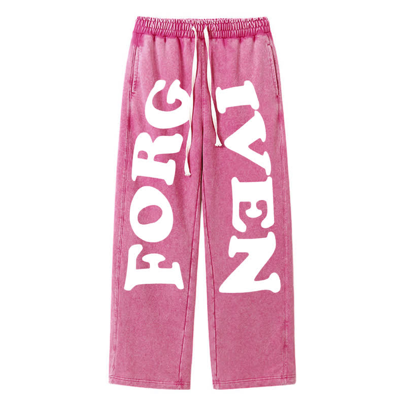 Christianartworkshop Forgiven Statement Weitbeinige, gewaschene Jogginghose - Rosa - 2XL - image 40