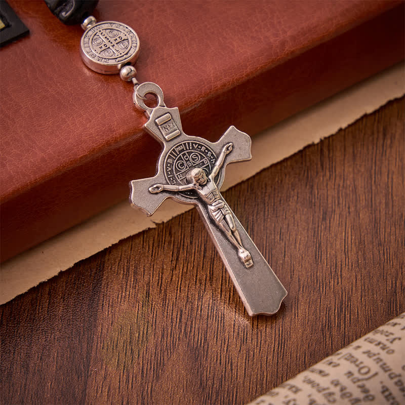 Christianartworkshop Rosenkranz aus Acryl mit geschnitztem Totenkopf und St.-Benedikt-Medaillen - image 8
