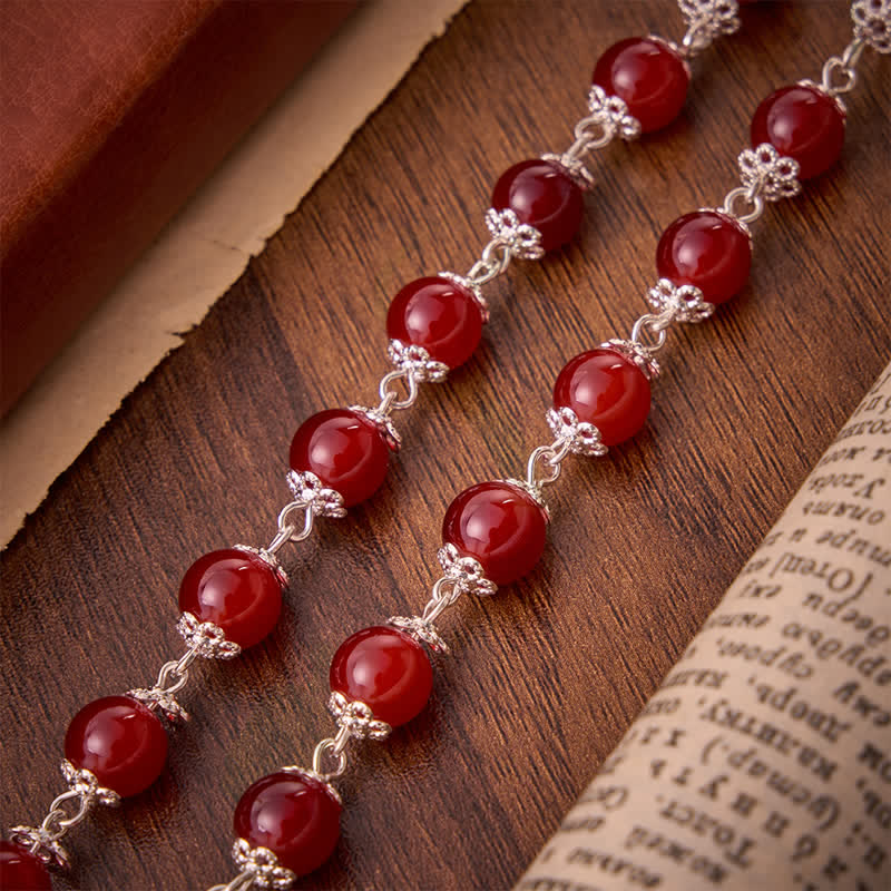 Christianartworkshop Rosenkranz aus glänzend roten Glasperlen mit Jerusalemkreuz: Symbol der edlen himmlischen Erlösung - image 6
