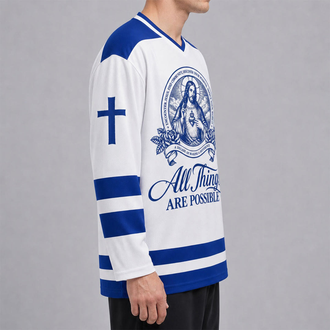 Christianartworkshop Alles ist möglich – Jesus-Symbol-Hockeytrikot - image 4