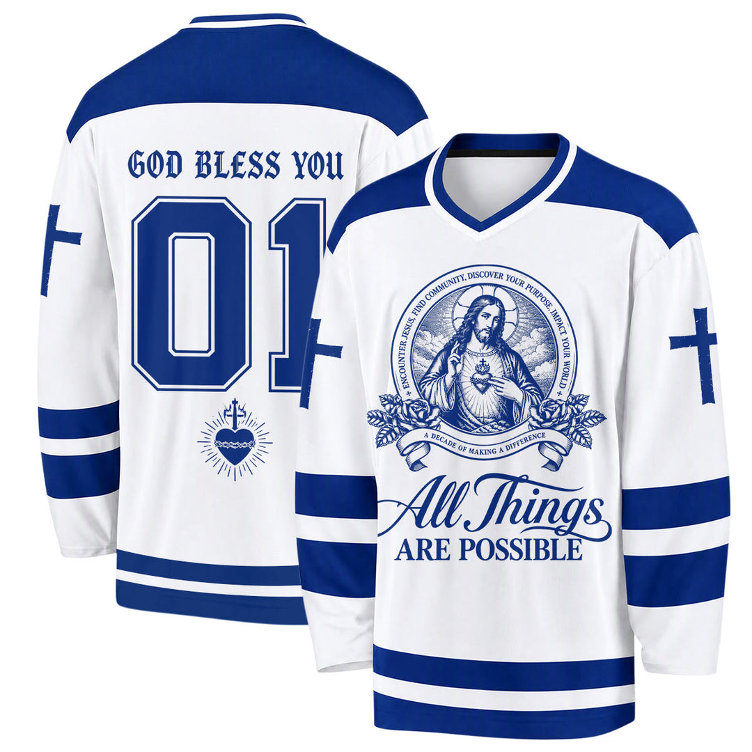 Christianartworkshop Alles ist möglich – Jesus-Symbol-Hockeytrikot - 5XL - image 0