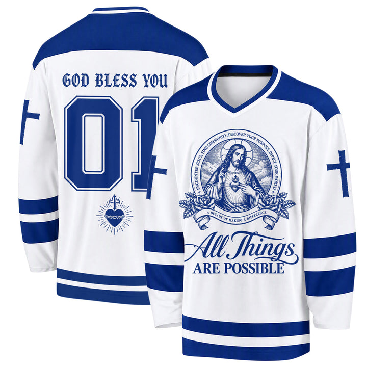 Christianartworkshop Alles ist möglich – Jesus-Symbol-Hockeytrikot - 5XL - image 0