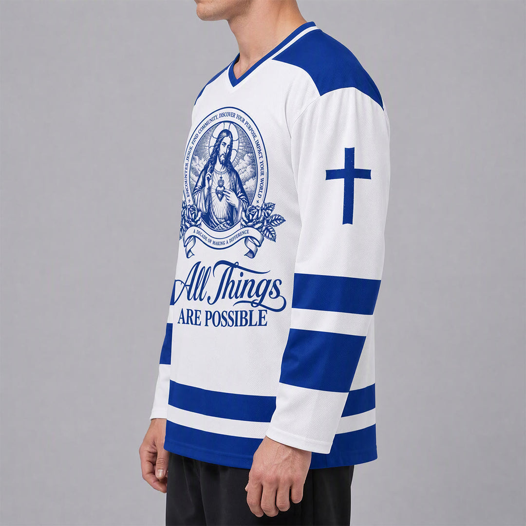Christianartworkshop Alles ist möglich – Jesus-Symbol-Hockeytrikot - image 5