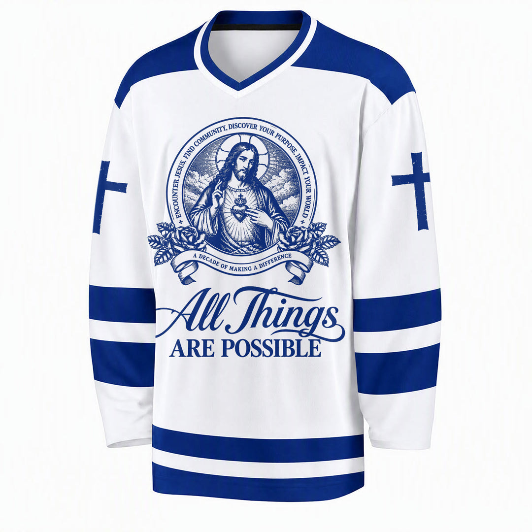 Christianartworkshop Alles ist möglich – Jesus-Symbol-Hockeytrikot - image 1