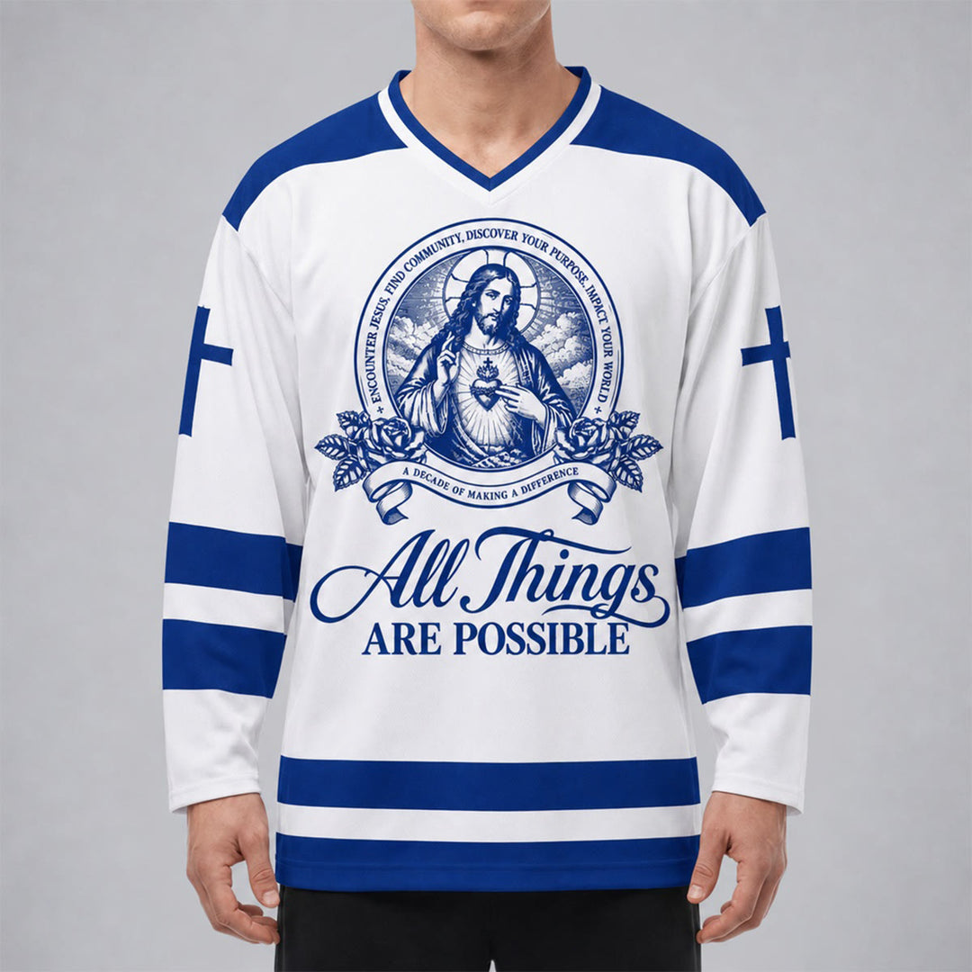 Christianartworkshop Alles ist möglich – Jesus-Symbol-Hockeytrikot - image 3