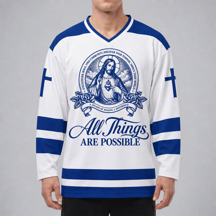 Christianartworkshop Alles ist möglich – Jesus-Symbol-Hockeytrikot - image 3