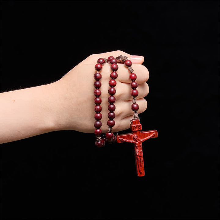 Christianartworkshop Rosenkranz aus Naturholz mit Madonna-und-Kind-Motiv: Zeichen beständiger göttlicher Wärme - Padauk - image 3