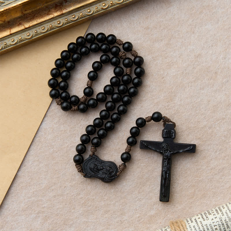 Christianartworkshop Rosenkranz aus Naturholz mit Madonna-und-Kind-Motiv: Zeichen beständiger göttlicher Wärme - image 27