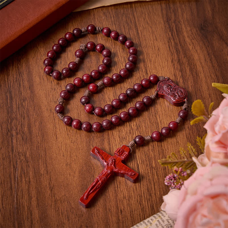 Christianartworkshop Rosenkranz aus Naturholz mit Madonna-und-Kind-Motiv: Zeichen beständiger göttlicher Wärme - image 2