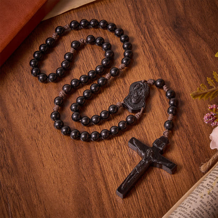 Christianartworkshop Rosenkranz aus Naturholz mit Madonna-und-Kind-Motiv: Zeichen beständiger göttlicher Wärme - image 20