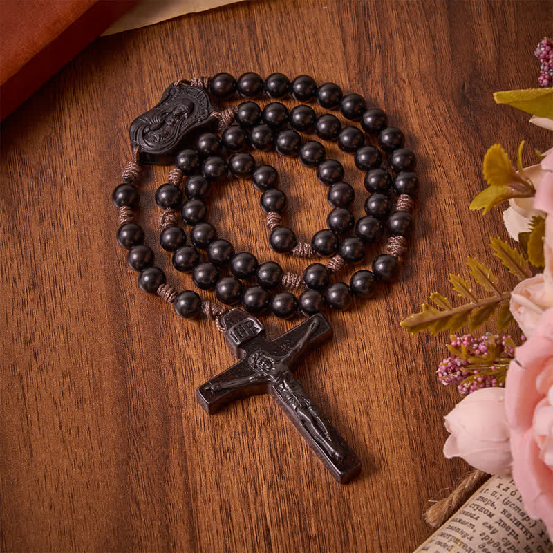 Christianartworkshop Rosenkranz aus Naturholz mit Madonna-und-Kind-Motiv: Zeichen beständiger göttlicher Wärme - image 25
