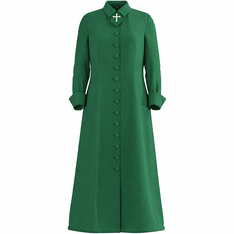 Christianartworkshop Damen-Pastorenrobe mit Kragen, Kreuzmotiv und femininer Silhouette - Grün - 3XL - image 20