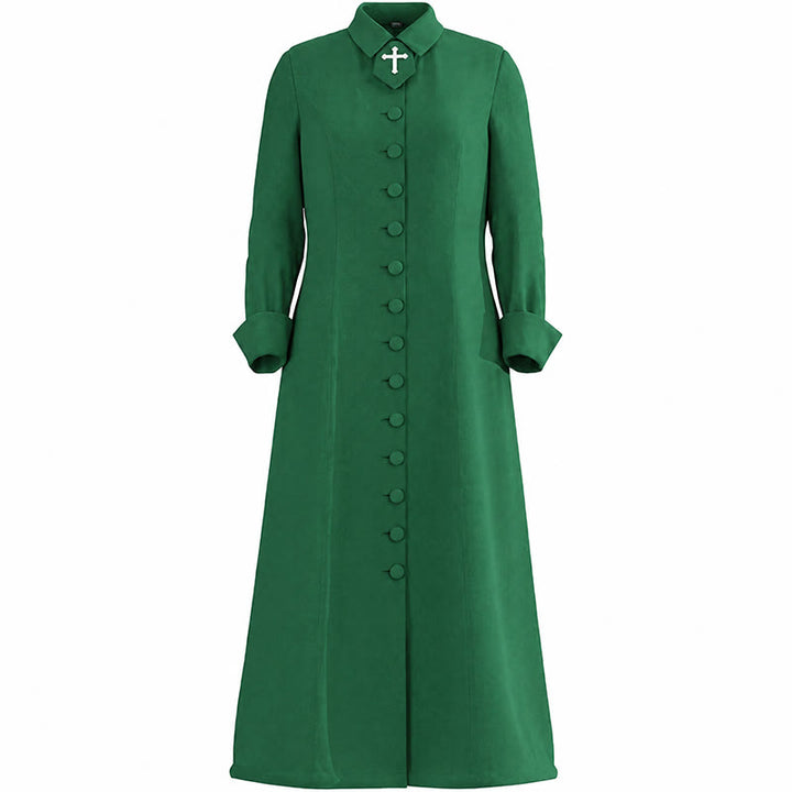 Christianartworkshop Damen-Pastorenrobe mit Kragen, Kreuzmotiv und femininer Silhouette - Grün - 3XL - image 20