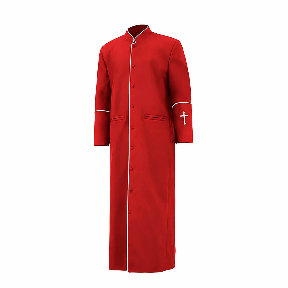 Christianartworkshop Mittelalterliche schwarze Priesterkutte in verschiedenen Farben und mit Kreuzverzierungen - Rot - 3XL - image 8