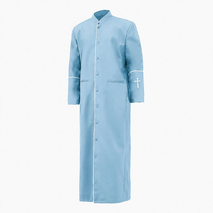 Christianartworkshop Mittelalterliche schwarze Priesterkutte in verschiedenen Farben und mit Kreuzverzierungen - Himmelblau - 3XL - image 13