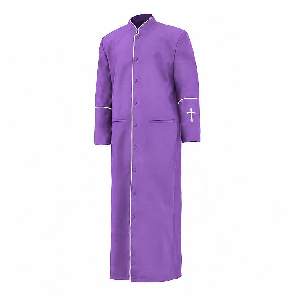 Christianartworkshop Mittelalterliche schwarze Priesterkutte in verschiedenen Farben und mit Kreuzverzierungen - Lila - 3XL - image 11