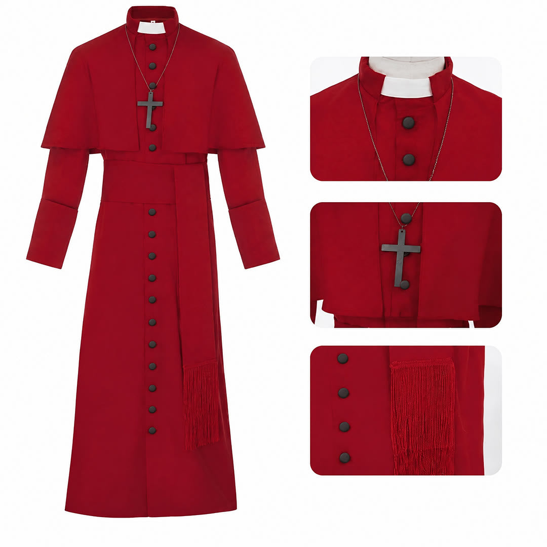 Christianartworkshop Mehrfarbige zeremonielle römische Soutane-Kassock: Ästhetik mittelalterlicher Priester - Rot - 3XL - image 11