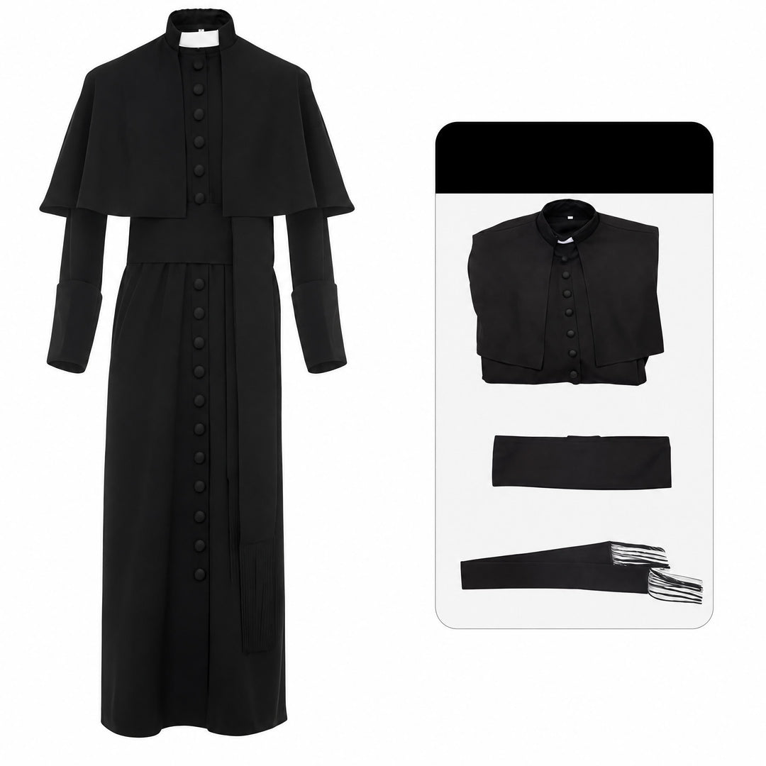 Christianartworkshop Mehrfarbige zeremonielle römische Soutane-Kassock: Ästhetik mittelalterlicher Priester - Schwarz - 3XL - image 5