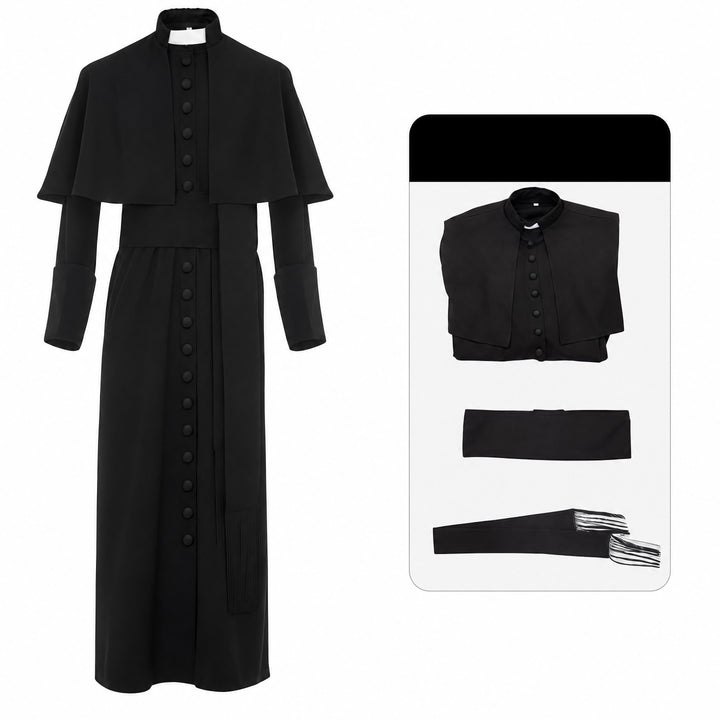 Christianartworkshop Mehrfarbige zeremonielle römische Soutane-Kassock: Ästhetik mittelalterlicher Priester - Schwarz - 3XL - image 5