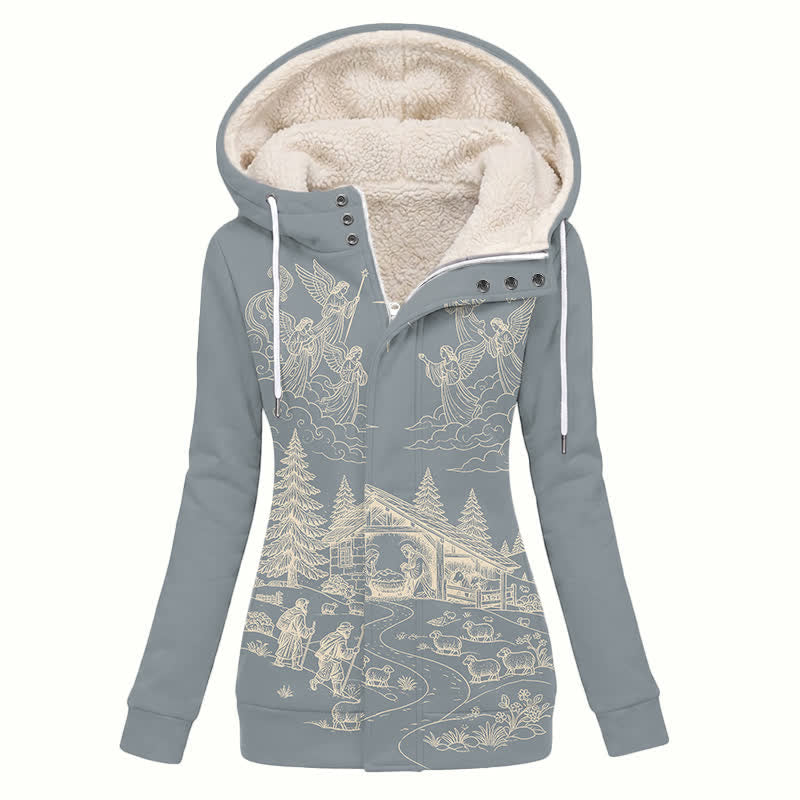 Christianartworkshop Weihnachtsmotiv Sherpa Wintermantel mit Kapuze, Kapuze - US16, UK/AU20, EU48 (4XL) - image 0