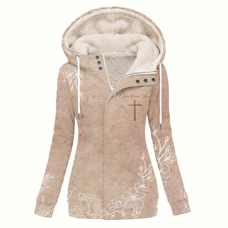 Christianartworkshop Wintermantel mit Kapuze und Sherpa-Fleecemuster mit Blumenmuster - US16, UK/AU20, EU48 (4XL) - image 0
